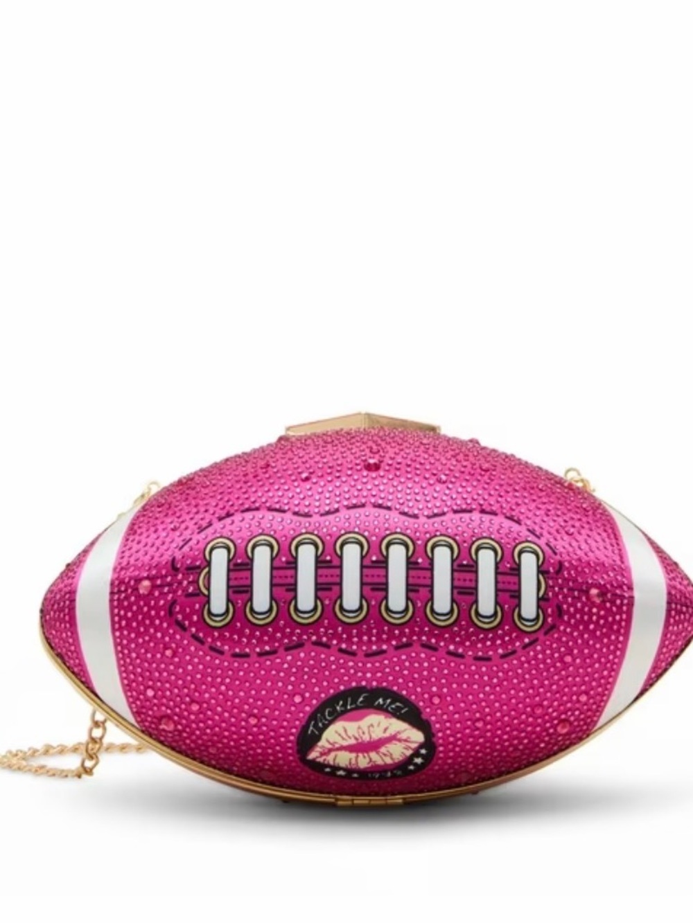 Betsey Johnson Tackle Me Pink Rhinestone Football Purse